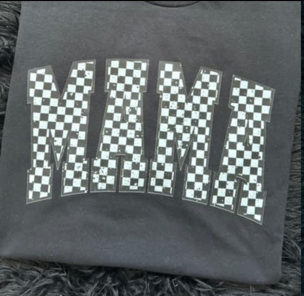 BLACK AND WHITE CHECKERED MAMA TEE