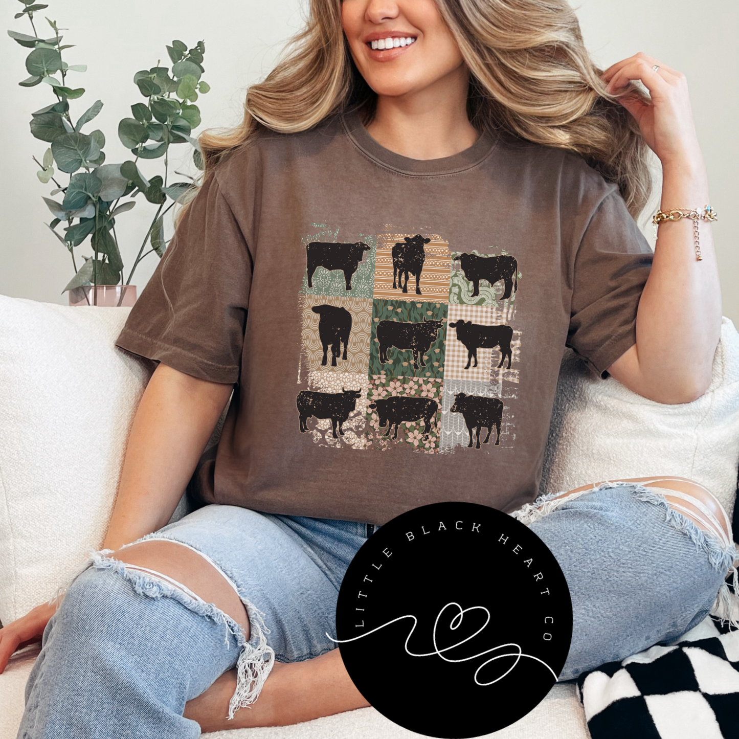 BOHO COW FARM TEE