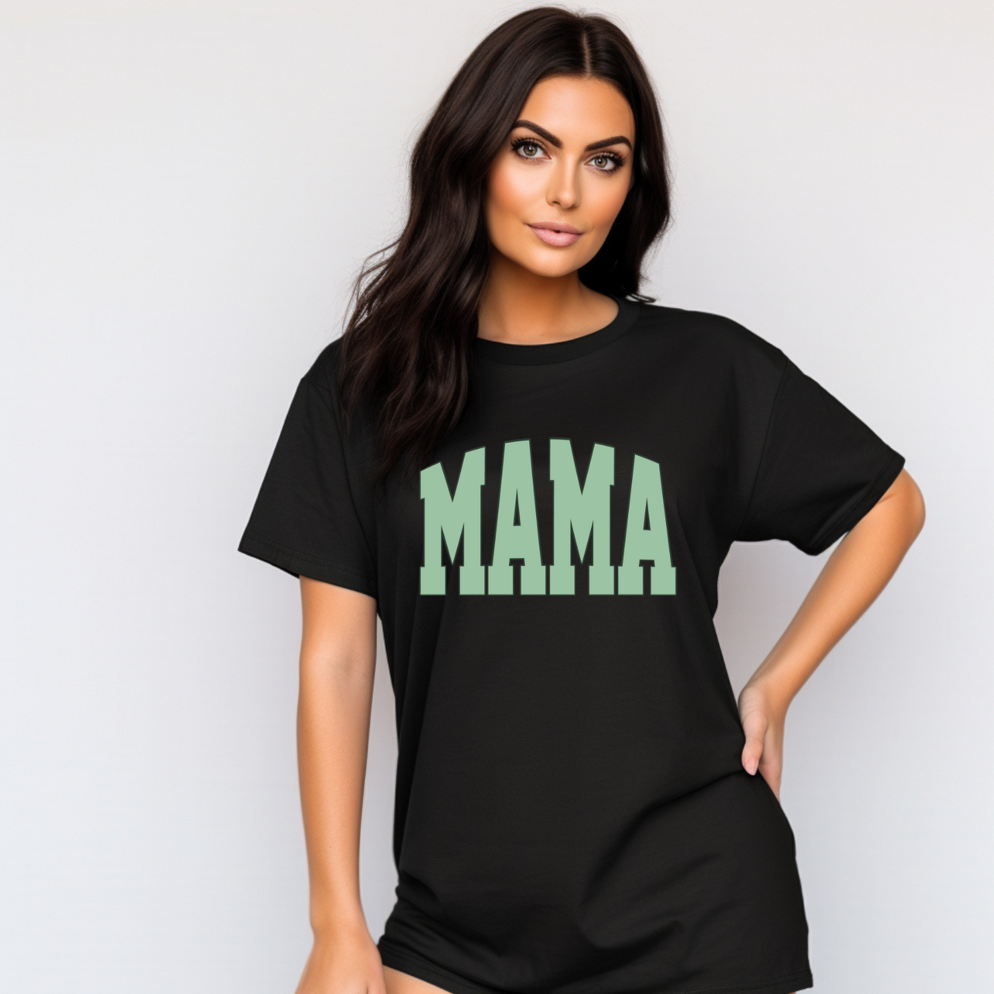 COLORED VARSITY MAMA BLACK TEES