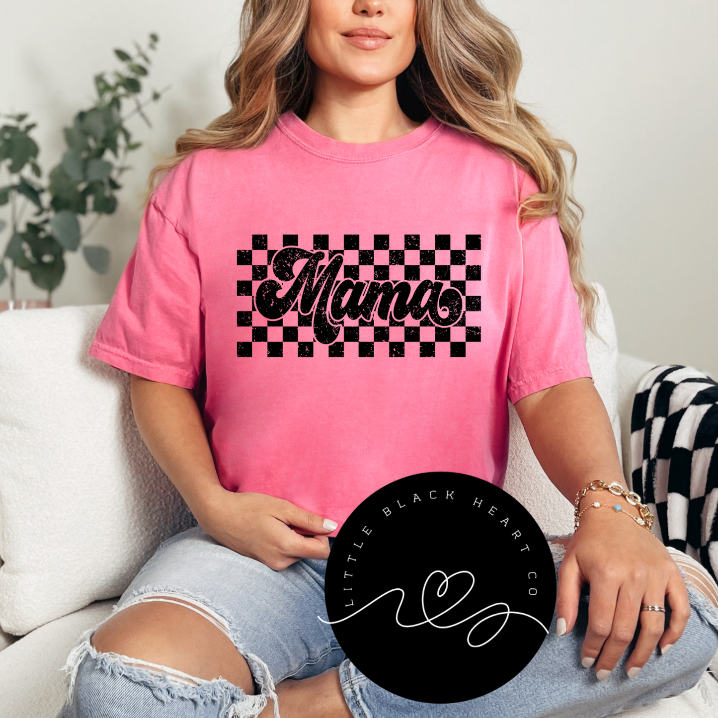 CHECKERED BOARD MAMA TEES