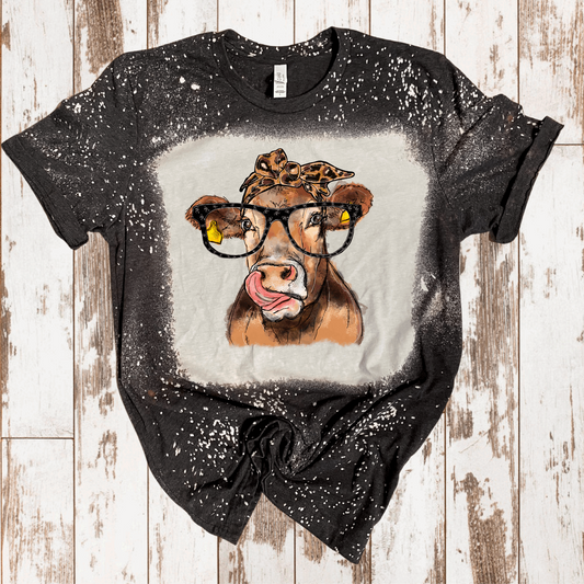 BLEACHED COW WEARING GLASSES TEE