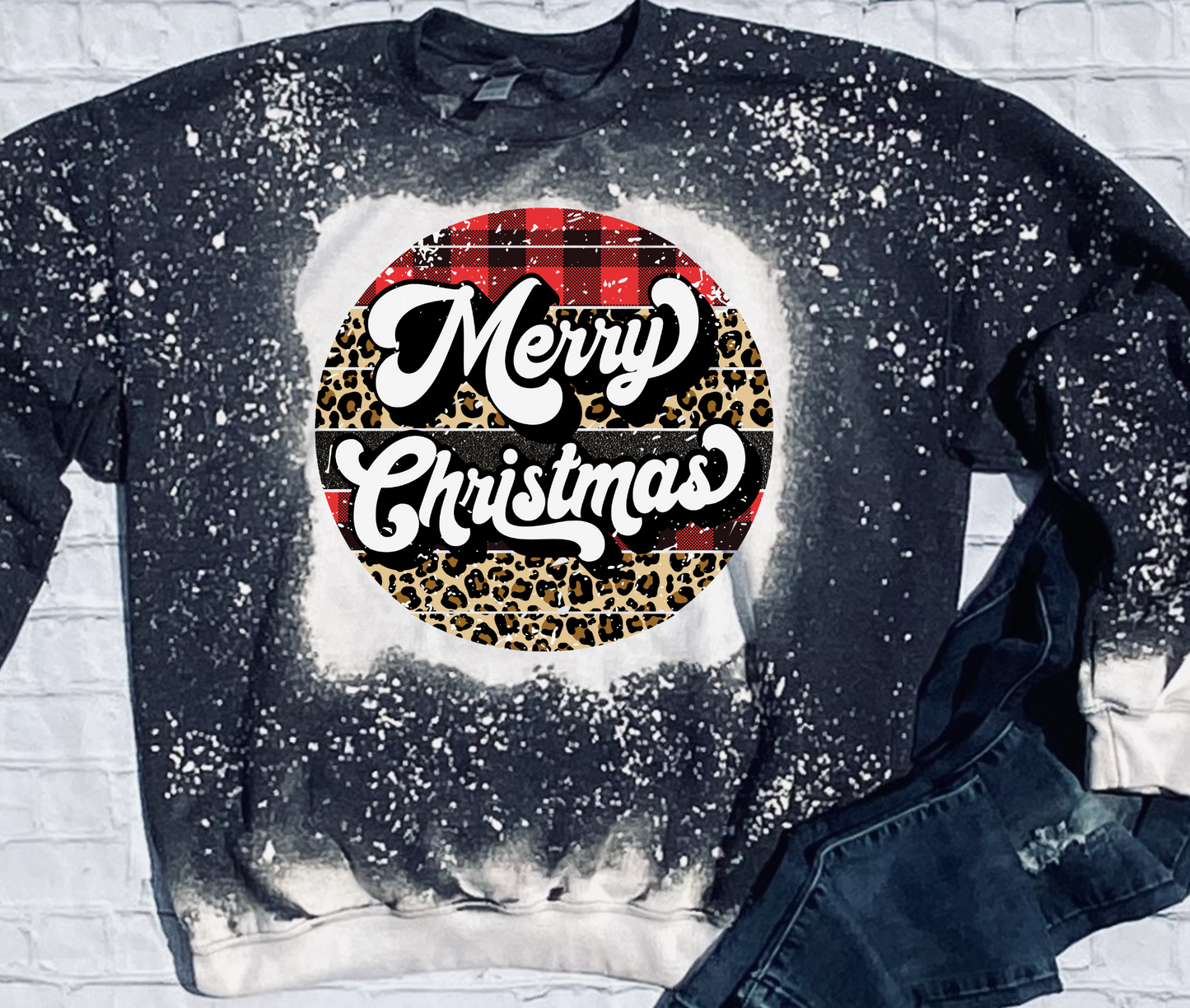 RETRO MERRY CHRISTMAS BLEACHED SWEATSHIRT