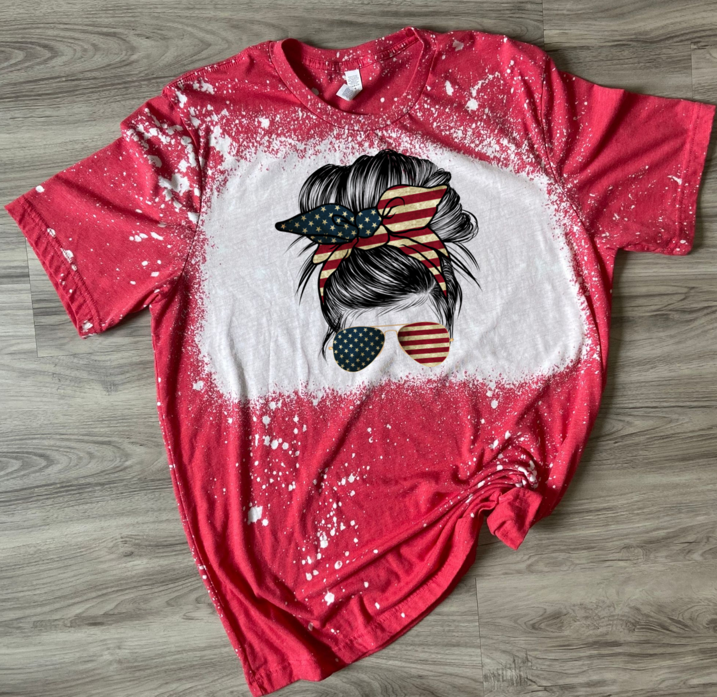 MESSYBUN AMERICAN FLAG BLEACHED TEE